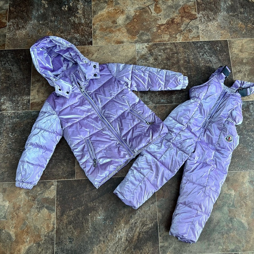 Purple Puffer Jacket and Snow Pants Set